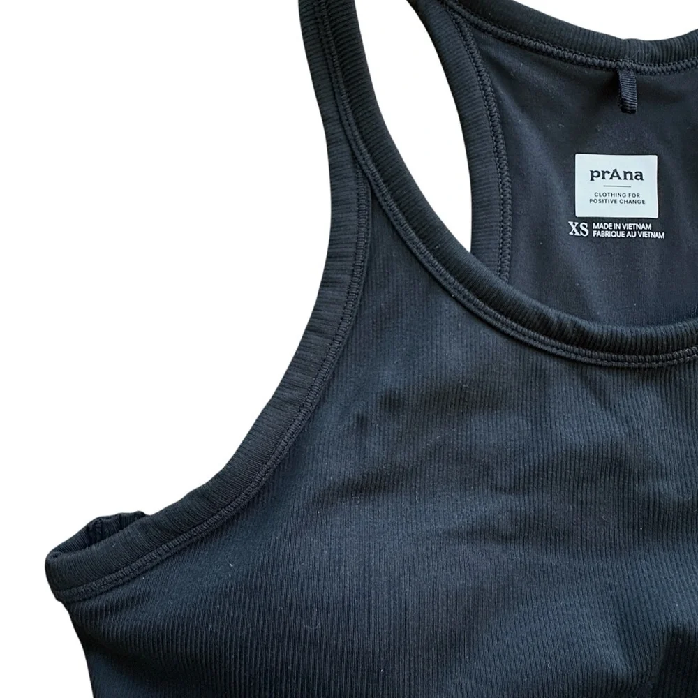 PRANA | NWOT BECKSA BLACK RIBBED BRALETTE YOGA UPF 50 | XS